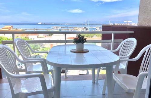 Roses Town Center Apartment | ROC MAR 4 3A - Apartamento cerca del centro y de la playa - terraza con vistas al mar y al puerto