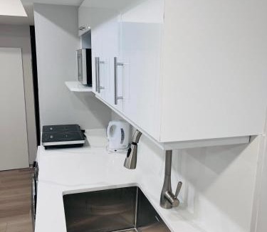 Milton Apartment | Studio Basement Suite with Double Bed and kitchen, Entrance from Garage
