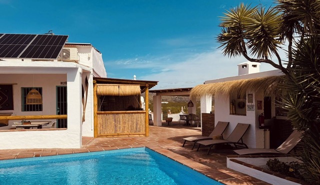 Cozy Studio in Andalusia at Casa Bambú with pool view and private lounge bed