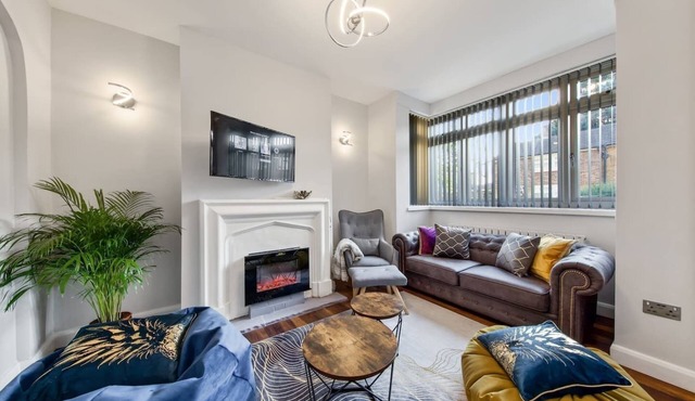 Home away from home with an indoor fireplace!