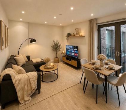 Modern Private Room with Balcony & Views