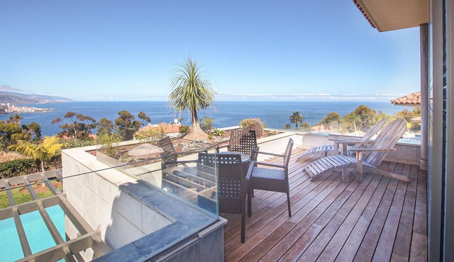Palm trees, mountains, sea ? Your view from the balcony and garden of this vacation home in Tenerife